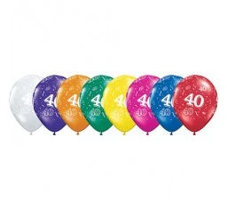 Everything Party Balloons 11" Qualatex 40th Birthday Assorted Colour Latex Balloon