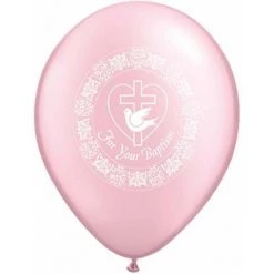 Everything Party 11" Qualatex For Your Baptism Cross Pink Latex Balloon Balloons