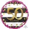 Qualatex 18" Anagram Holographic Gold And Pink 50th Birthday Foil Balloon Balloons