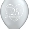 Everything Party Balloons 11" Qualatex Happy 25th Anniversary Silver Latex Balloon