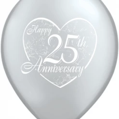 Everything Party Balloons 11" Qualatex Happy 25th Anniversary Silver Latex Balloon