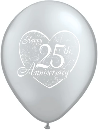 Everything Party Balloons 11" Qualatex Happy 25th Anniversary Silver Latex Balloon