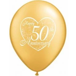 Everything Party 11" Qualatex Happy 50th Anniversary Gold Latex Balloon Balloons