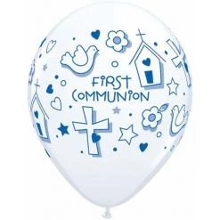 Everything Party 11" Qualatex First Communion Boy Latex Balloon Balloons