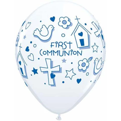 Everything Party 11" Qualatex First Communion Boy Latex Balloon Balloons