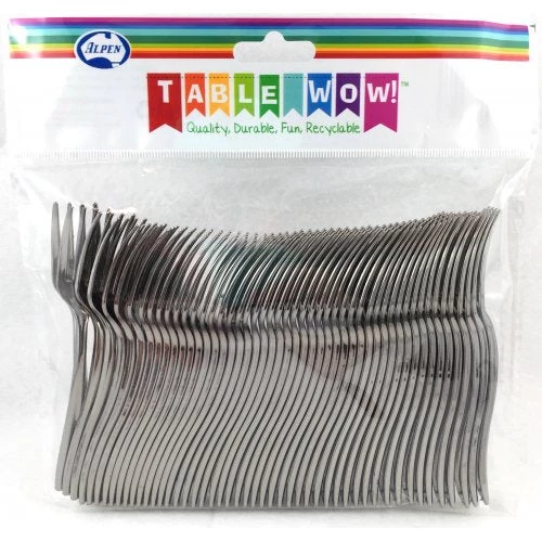 Alpen 50pk Mini Metallic Silver Plastic Forks By Event