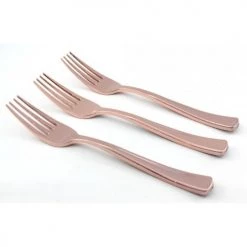 Everything Party Tableware 12pk Metallic Rose Gold Deluxe Plastic Fork