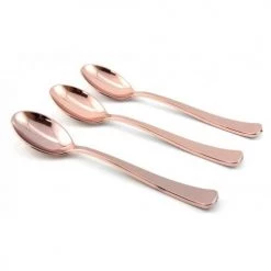 Everything Party 12pk Metallic Rose Gold Deluxe Plastic Dessert Spoon All Birthday