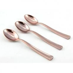 Everything Party 12pk Metallic Rose Gold Deluxe Plastic Tea Spoon Tableware