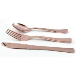 Everything Party 24pk Metallic Rose Gold Plastic Cutlery Assorted