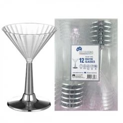 Alpen 12pk Deluxe Metallic Silver Trimmed Martini Glass 175ml