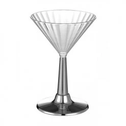 Alpen 12pk Deluxe Metallic Silver Trimmed Martini Glass 175ml