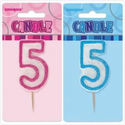 Everything Party All Birthday No.5 Glitter Birthday Numeral Candle