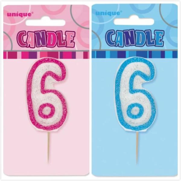 Everything Party All Birthday No.6 Glitter Birthday Numeral Candle