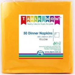 Alpen All Birthday 50pk Dinner Napkins - Yellow