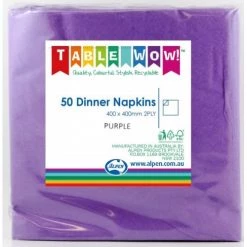 Alpen All Birthday 50pk Dinner Napkins - Purple