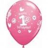 Everything Party 11" Qualatex 1st Birthday Girl Circle Stars Latex Balloon