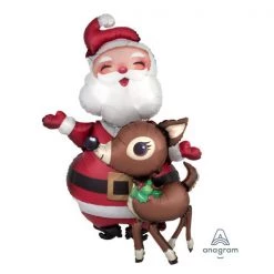 Anagram Foil AirWalker Santa With Reindeer Jumbo Balloon
