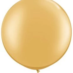Balloons 3ft Qualatex Plain Latex Balloon - Round Metallic Gold