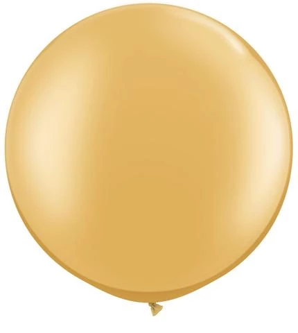 Balloons 3ft Qualatex Plain Latex Balloon - Round Metallic Gold