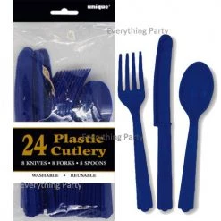 Everything Party All Birthday 24pk Plastic Cutlery - Navy
