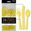 Everything Party All Birthday 24pk Plastic Cutlery - Soft Yellow