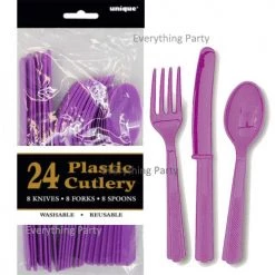 Everything Party All Birthday 24pk Plastic Cutlery - Pretty Purple