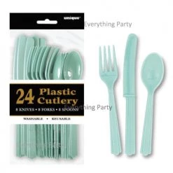 Everything Party All Birthday 24pk Plastic Cutlery - Mint