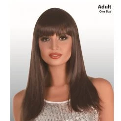 Everything Party Wig - Deluxe Long Brunette Wig With Fringe
