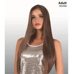 Everything Party Wig - Deluxe Extra Long Brunette Wig By Theme