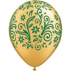 Everything Party Balloons 11" Qualatex Christmas Printed Damask Poinsettia-A-Round Latex Balloon