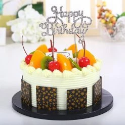 Everything Party All Birthday Metal Cake Topper With Crystal - Happy Birthday