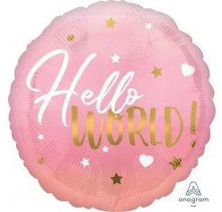 Betallic 18" Anagram Baby Girl Hello World Foil Balloon Balloons