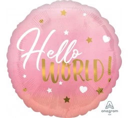 Betallic 18" Anagram Baby Girl Hello World Foil Balloon Balloons