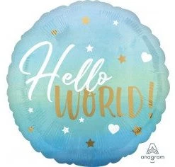 Betallic Balloons 18" Anagram Baby Boy Hello World Foil Balloon