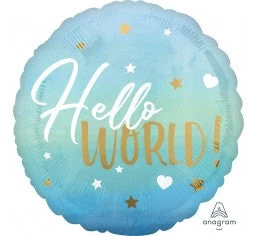 Betallic Balloons 18" Anagram Baby Boy Hello World Foil Balloon
