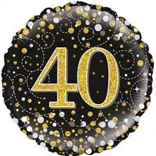Anagram 18" Oaktree Holographic Gold & Silver Dots 40th Birthday Foil Balloon