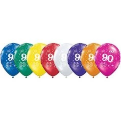 Everything Party 11" Qualatex 90th Birthday Assorted Colour Latex Balloon