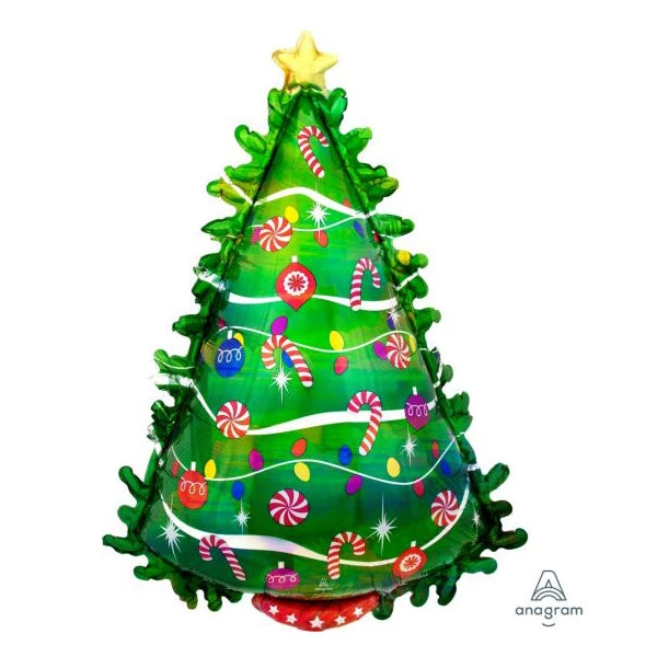 Anagram Foil Holographic Supershape Green Christmas Tree Balloon (66cm X 91cm)