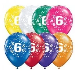 Everything Party 11" Qualatex 6th Birthday Assorted Colour Latex Balloon