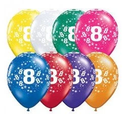 Everything Party 11" Qualatex 8th Birthday Assorted Colour Latex Balloon