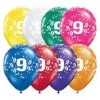 Everything Party Balloons 11" Qualatex 9th Birthday Assorted Colour Latex Balloon