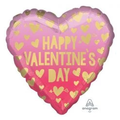 Qualatex 18" Anagram Foil Pink Heart Shape Happy Valentine's Day Balloon Balloons