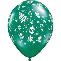 Everything Party 11" Qualatex Christmas Printed Trimmings Latex Balloon