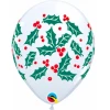 11" Qualatex Christmas Printed Holly & Berry Latex Balloon
