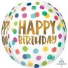Qualatex 16" Orbz Happy Birthday Rainbow Dots Balloon