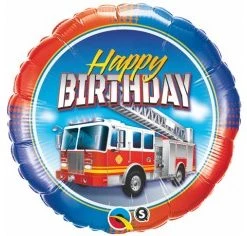 Balloons 17" Qualatex Birthday Fire Truck Foil Balloon