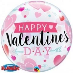 Everything Party Balloons 22" Qualatex Happy Valentine's Day Bubbles Balloon