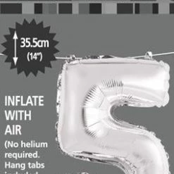Unique 14" Number Foil Balloon - Number 5 (5 Colours) Balloons