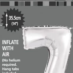 Unique 14" Number Foil Balloon - Number 7 (5 Colours)